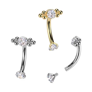 Tri Bead/Prong Set CZ Curve