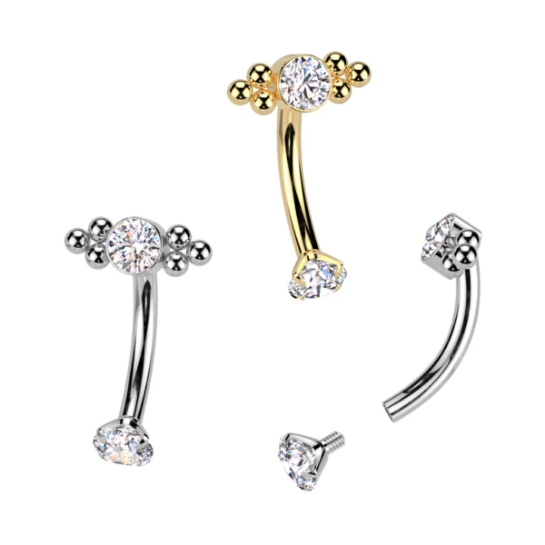 Tri Bead/Prong Set CZ Curve