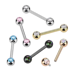 Bezel Set CZ Barbell