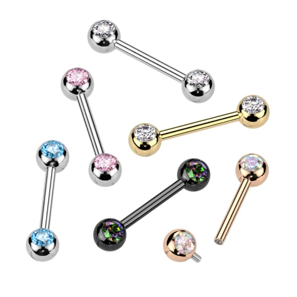 Bezel Set CZ Barbell