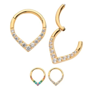 Teardrop Shaped Clicker - Rainbow CZ