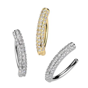 Triple Paved CZ Navel Clicker