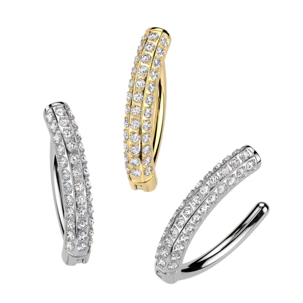 Triple Paved CZ Navel Clicker