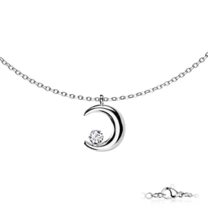 Crescent Moon Pendant - Silfur