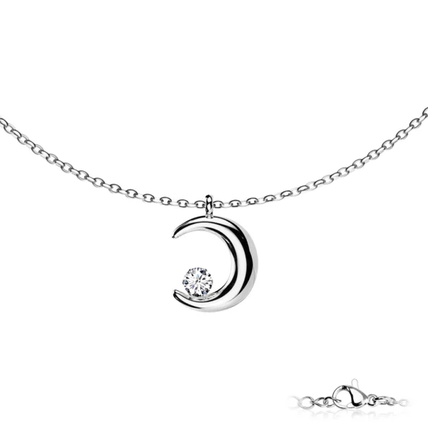 Crescent Moon Pendant - Silfur