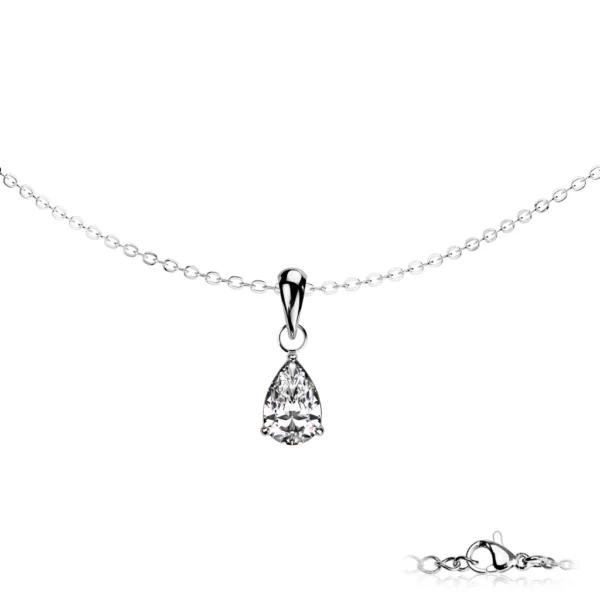 Teardrop CZ Pendant - Silfur