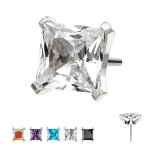 Square Cut CZ - Silfur (5mm-8mm)