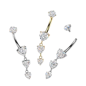 Triple Descending Heart CZ
