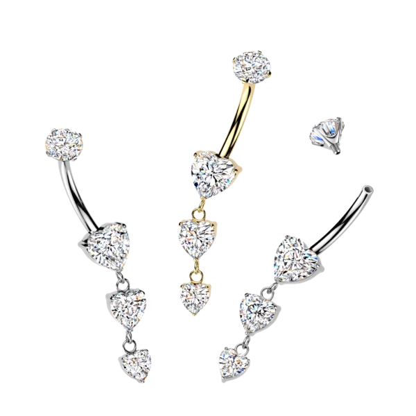 Triple Descending Heart CZ