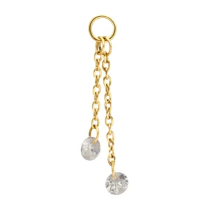 Double Round Gem Chain Dangle