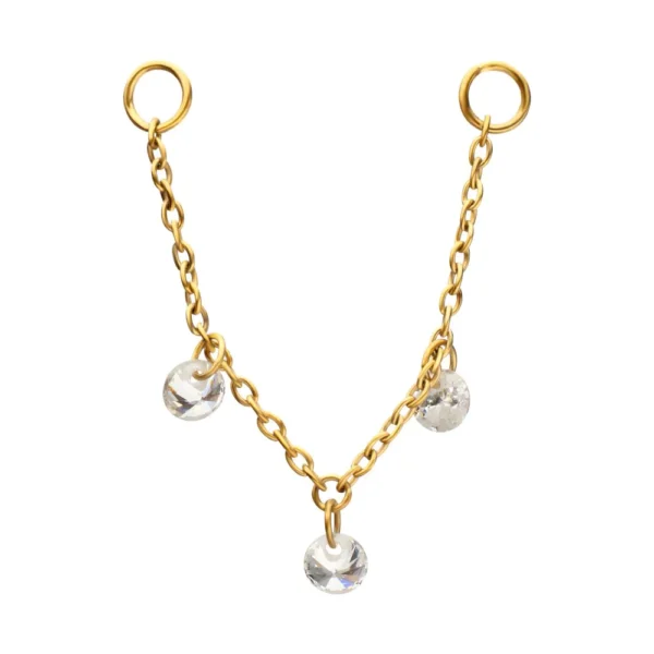 Triple Round Gem Rolo Chain