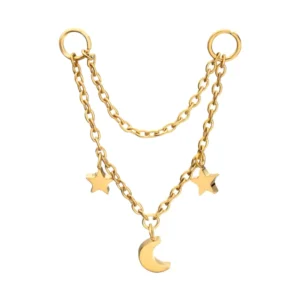 Double Star & Crescent Moon 2-tier Rolo Chain