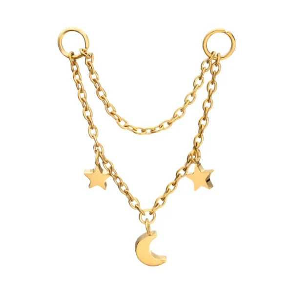 Double Star & Crescent Moon 2-tier Rolo Chain