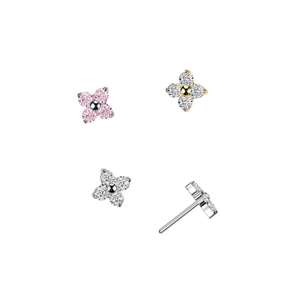 Small 4 CZ Flower