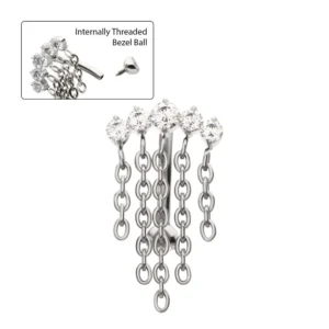 CZ Cluster w. Chain Dangle Curve