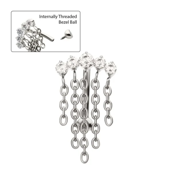 CZ Cluster w. Chain Dangle Curve