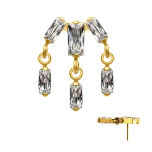 3-Cluster Baguette Dangle