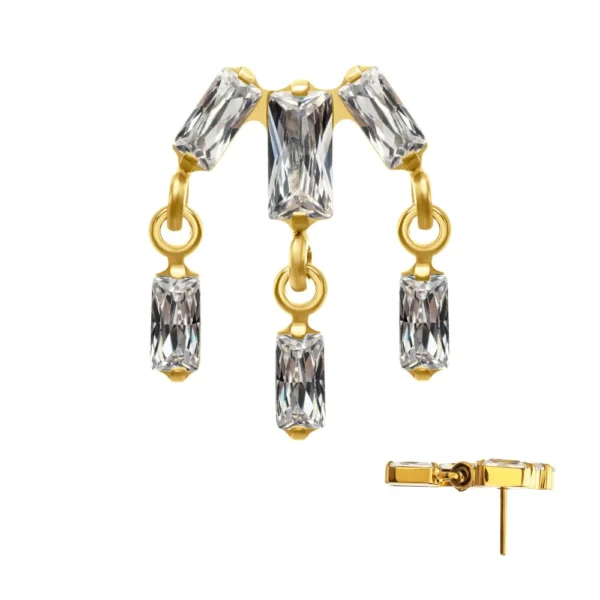 3-Cluster Baguette Dangle